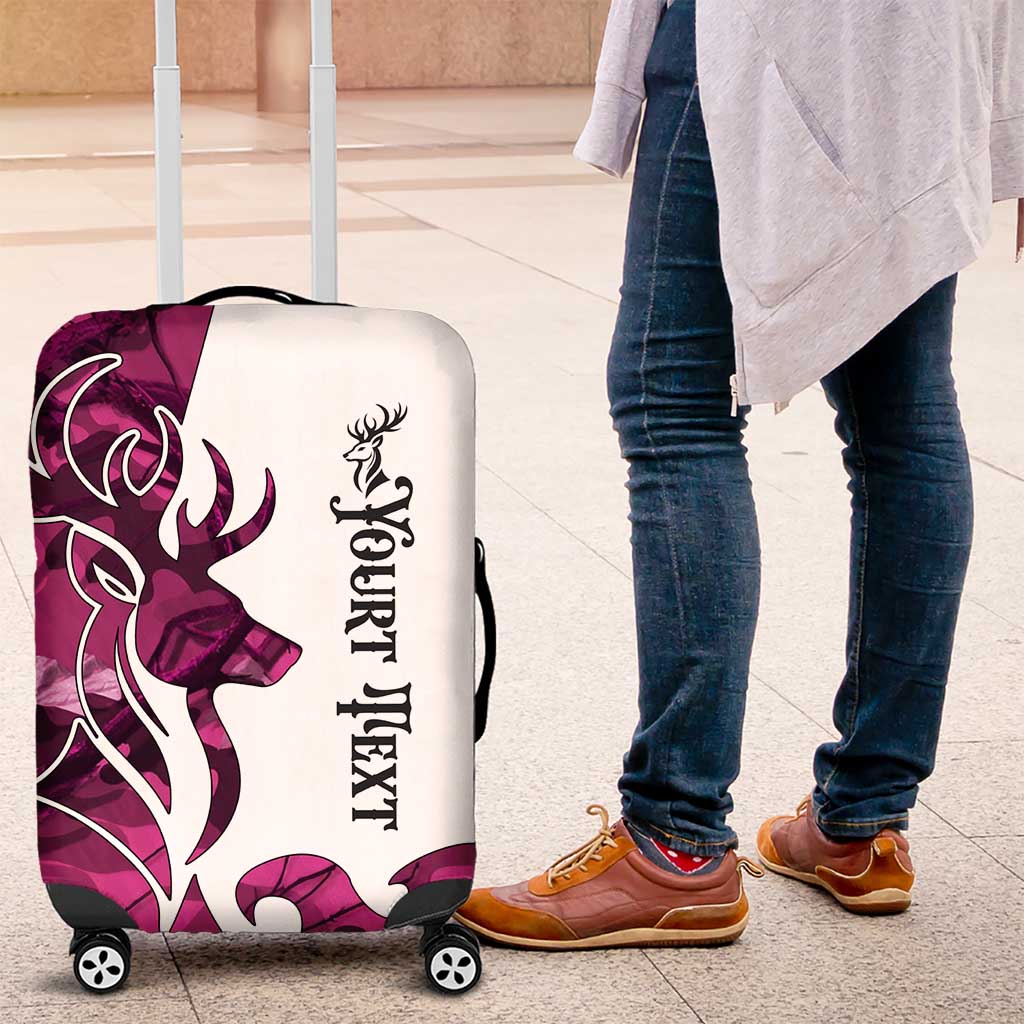 Pink Camo Customize Name Deer Hunting Luggage Cover Tribal Buck Silhouette TS04