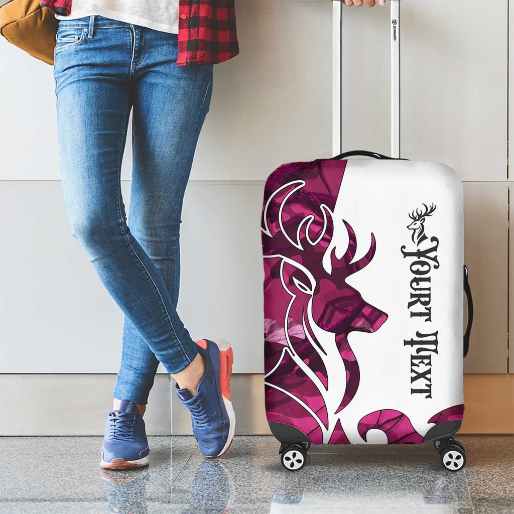 Pink Camo Customize Name Deer Hunting Luggage Cover Tribal Buck Silhouette TS04