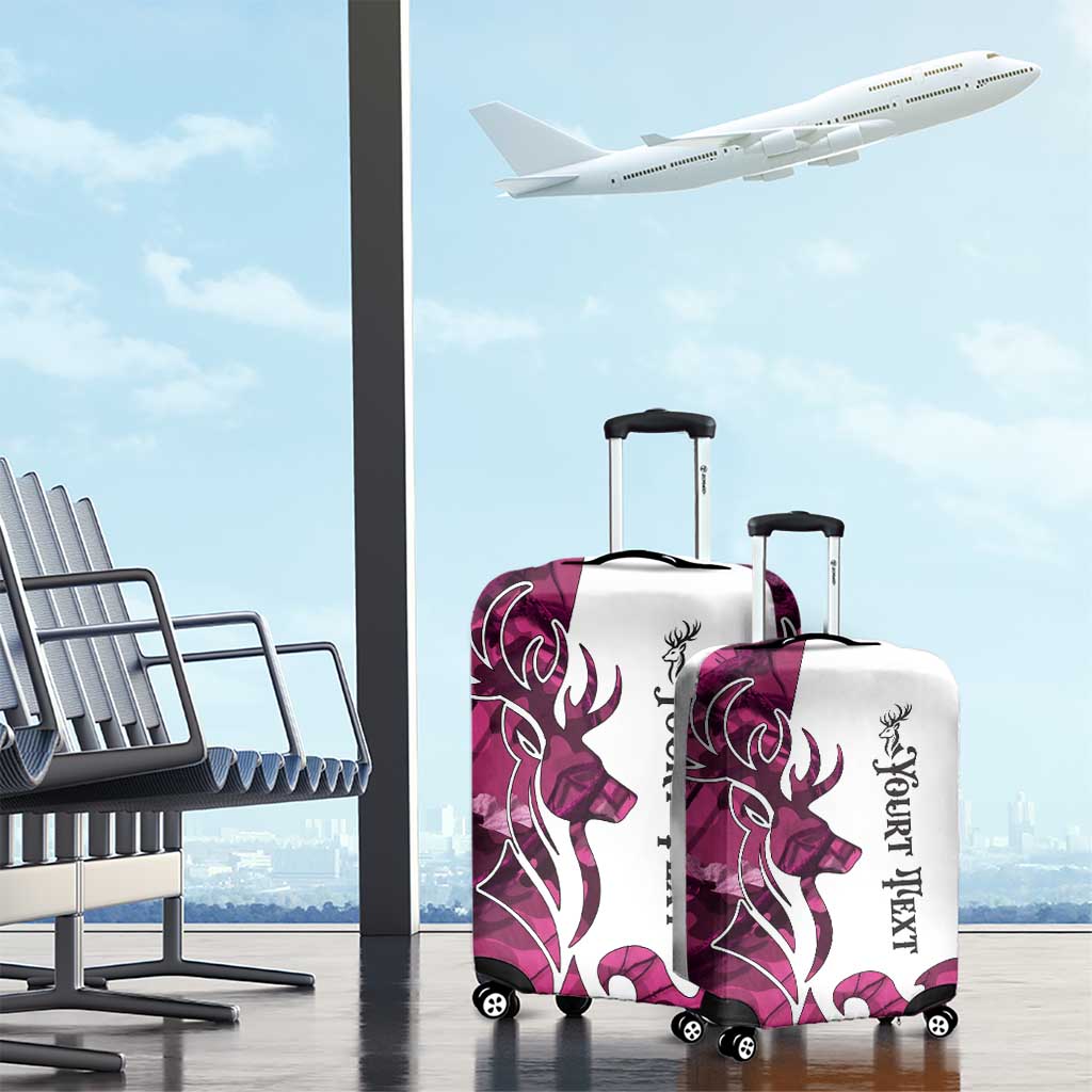 Pink Camo Customize Name Deer Hunting Luggage Cover Tribal Buck Silhouette TS04