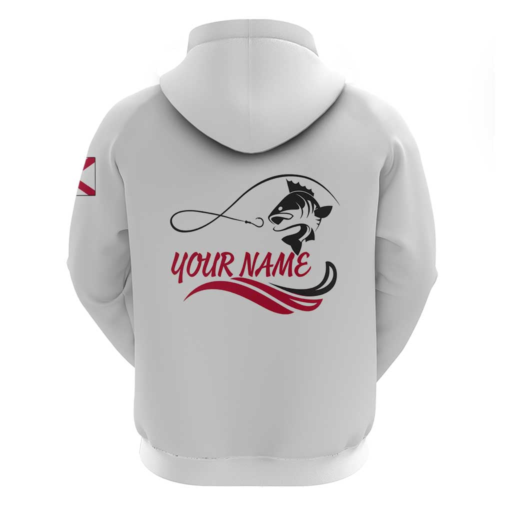 Flag Florida Fishing Hoodie Fish Hook Rip Detail and Custom Name Red Accent Design TS04