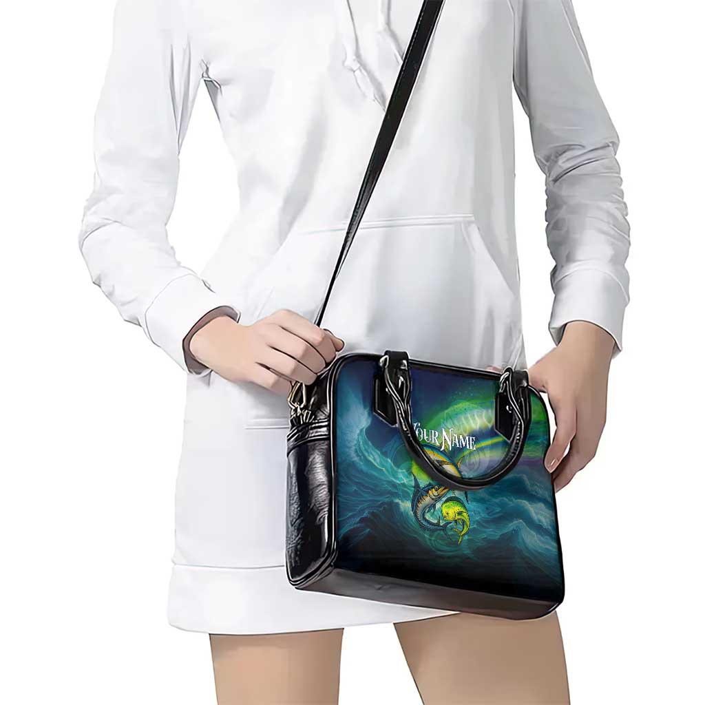 Offshore Fishing Custom Shoulder Handbag Tuna Mahi Mahi and Wahoo in Ocean Wave Design TS04