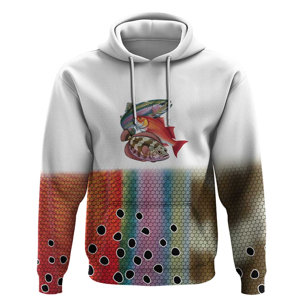 Multicolor Fish Pattern Design Hoodie Fishing Scaled Texture and Custom Name Print TS04