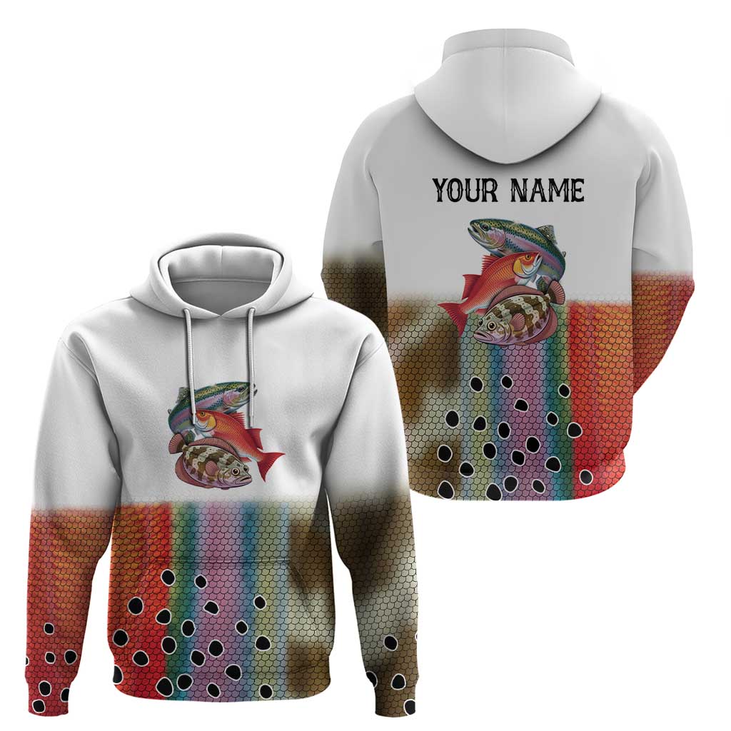 Multicolor Fish Pattern Design Hoodie Fishing Scaled Texture and Custom Name Print TS04