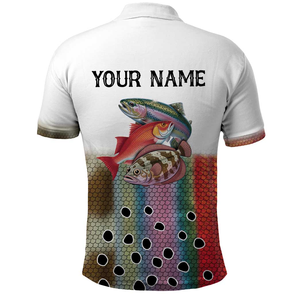 Multicolor Fish Pattern Design Polo Shirt Fishing Scaled Texture and Custom Name Print TS04