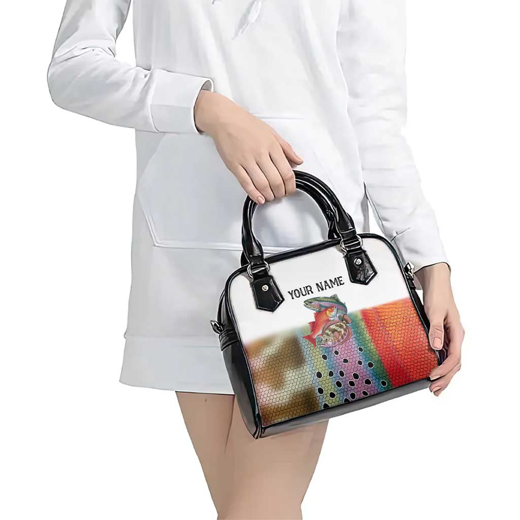 Multicolor Fish Pattern Design Shoulder Handbag Fishing Scaled Texture and Custom Name Print TS04
