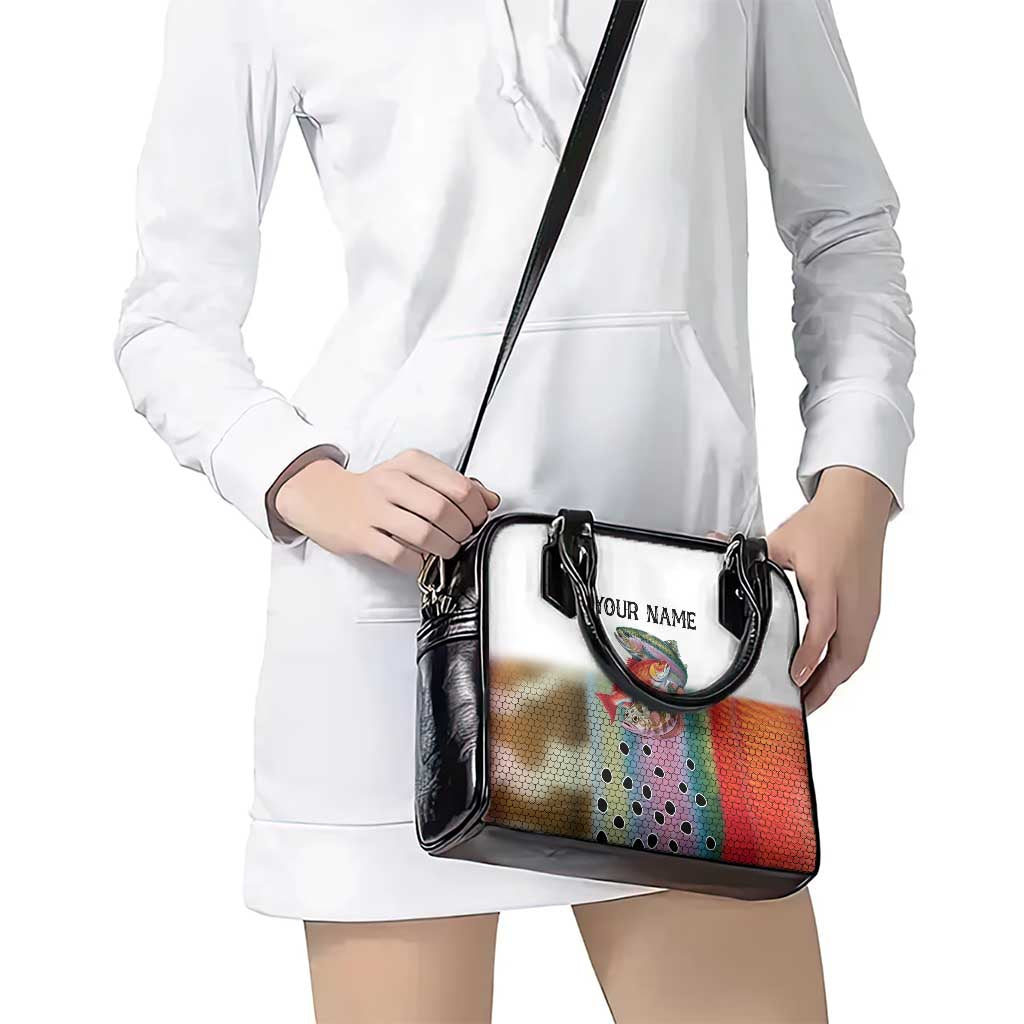 Multicolor Fish Pattern Design Shoulder Handbag Fishing Scaled Texture and Custom Name Print TS04