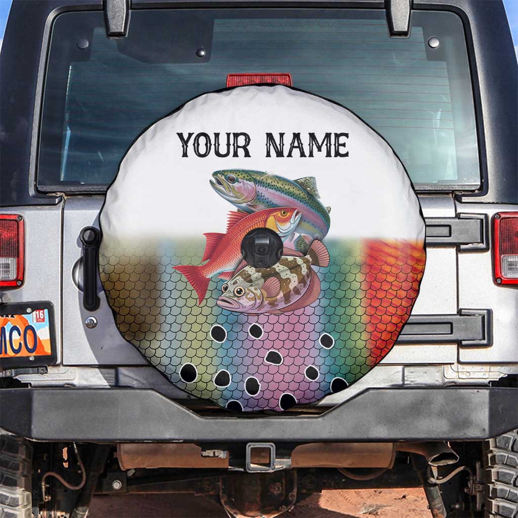 Multicolor Fish Pattern Design Spare Tire Cover Fishing Scaled Texture and Custom Name Print TS04
