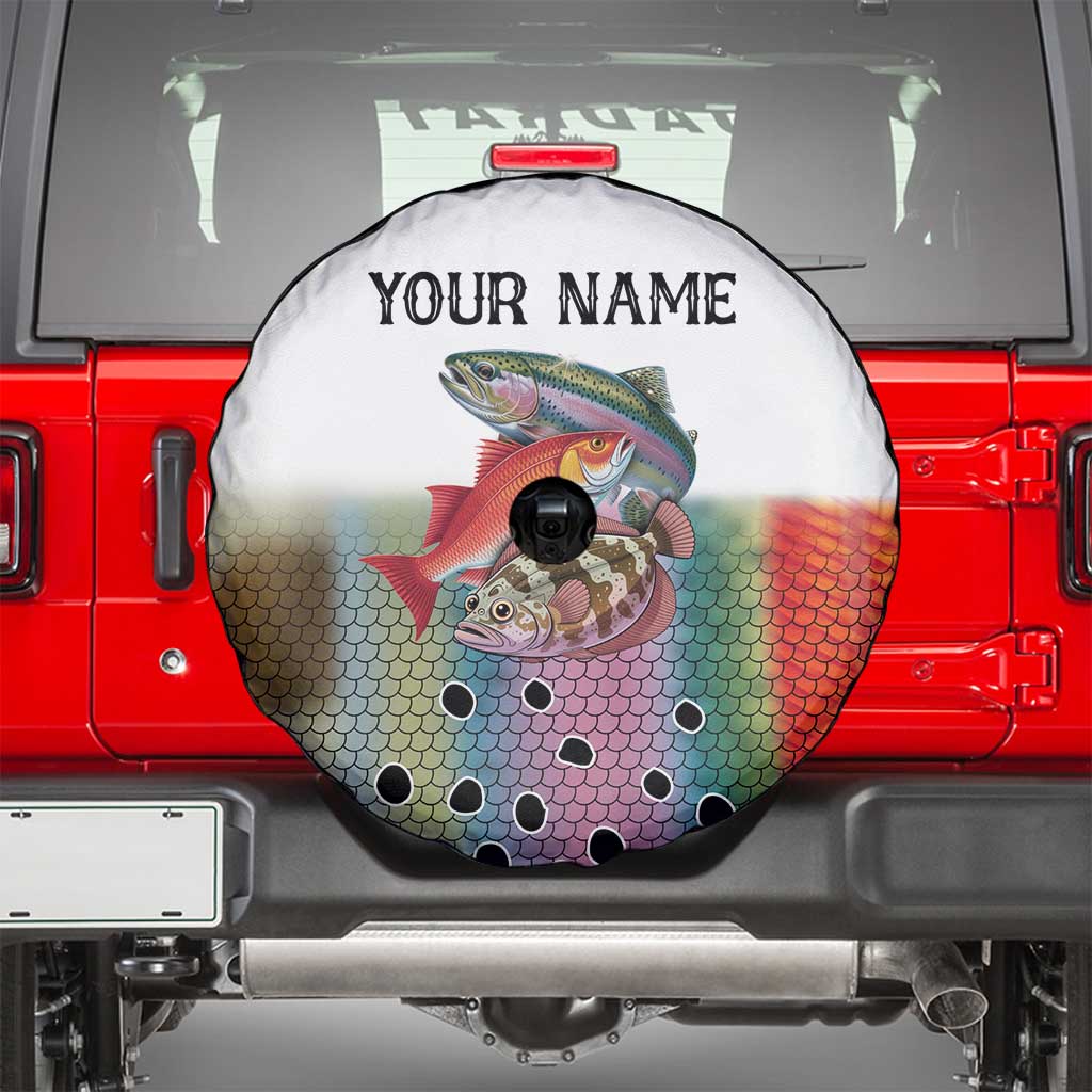 Multicolor Fish Pattern Design Spare Tire Cover Fishing Scaled Texture and Custom Name Print TS04
