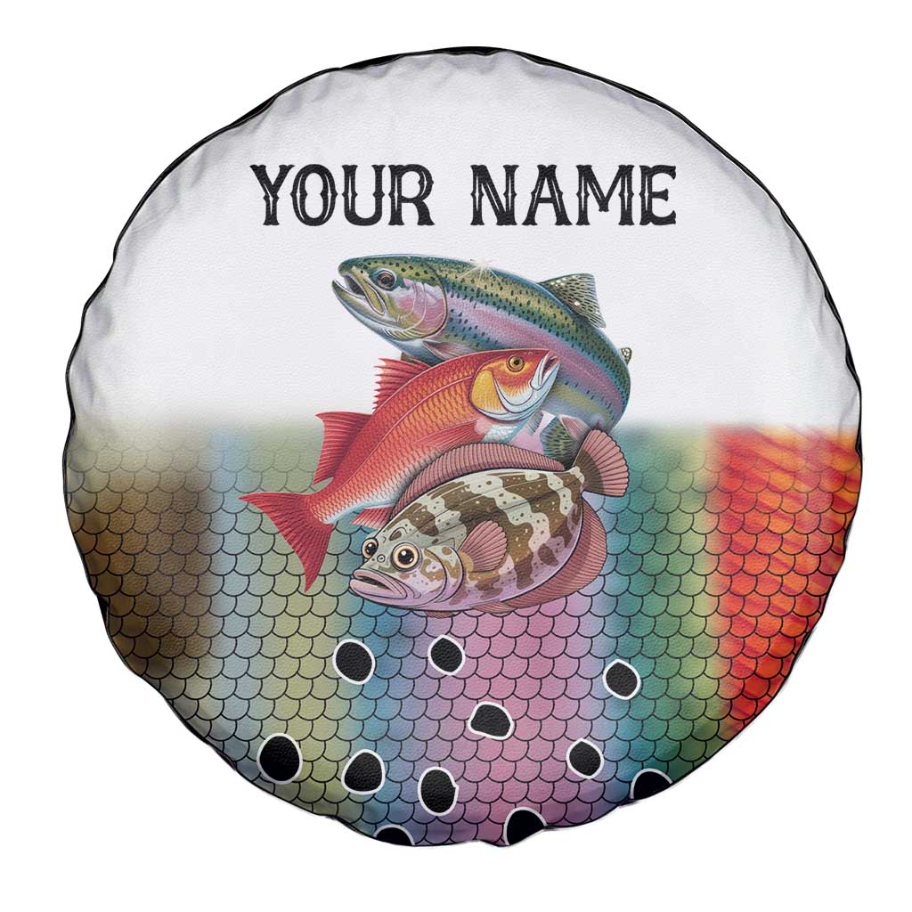Multicolor Fish Pattern Design Spare Tire Cover Fishing Scaled Texture and Custom Name Print TS04