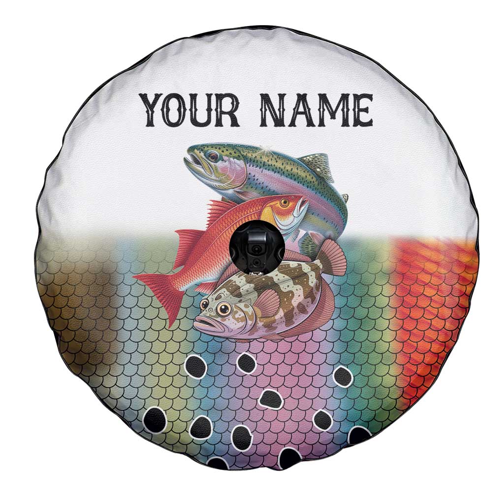Multicolor Fish Pattern Design Spare Tire Cover Fishing Scaled Texture and Custom Name Print TS04