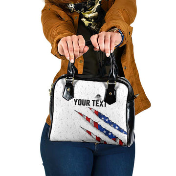 Personalized American Flag Bowling Team Shoulder Handbag Pins and Ball Torn Stripes and Patterned White TS04