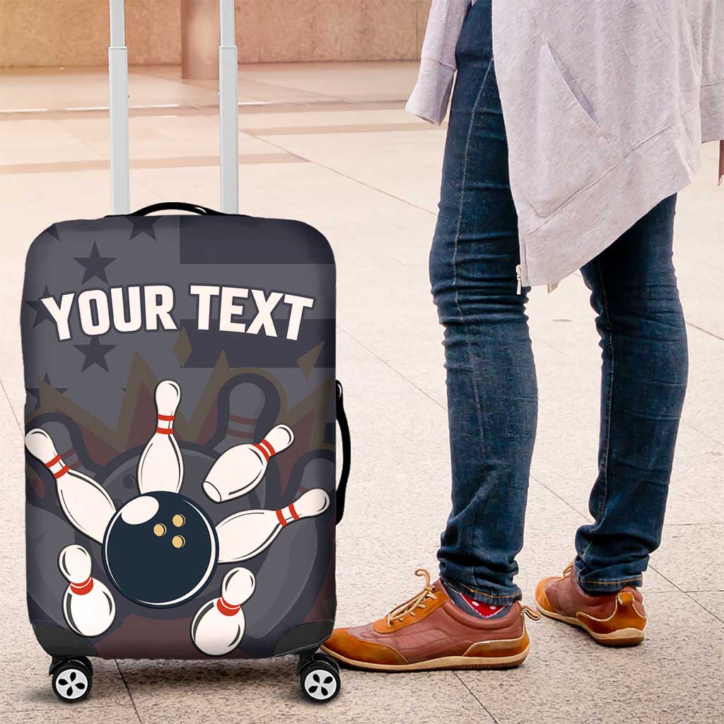 Custom Bowling Ball and Pins Luggage Cover American Flag Stars and Stripes in Grunge Patriotic TS04