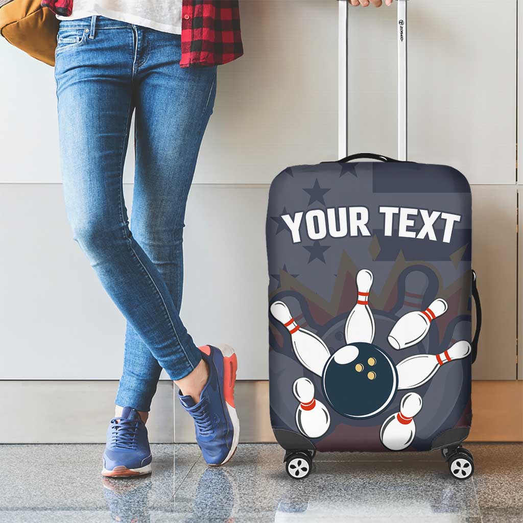 Custom Bowling Ball and Pins Luggage Cover American Flag Stars and Stripes in Grunge Patriotic TS04