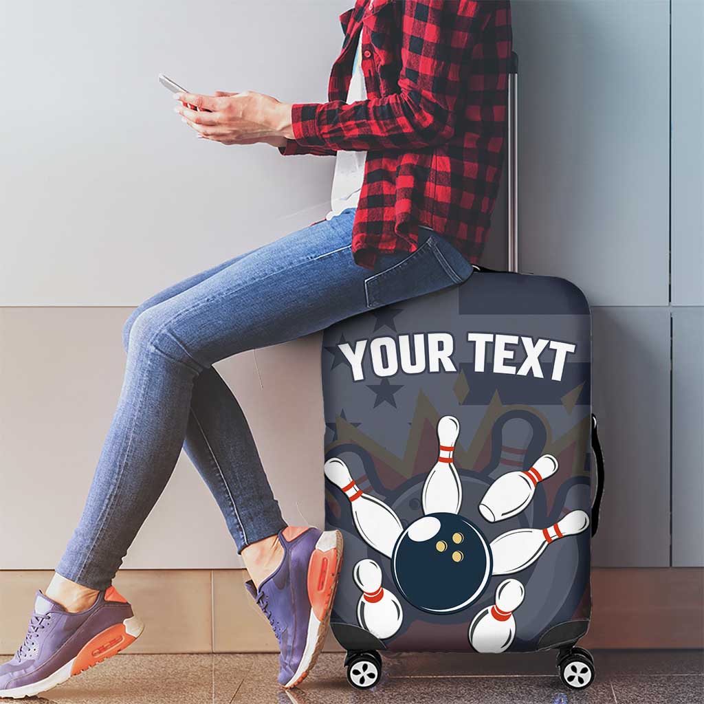 Custom Bowling Ball and Pins Luggage Cover American Flag Stars and Stripes in Grunge Patriotic TS04