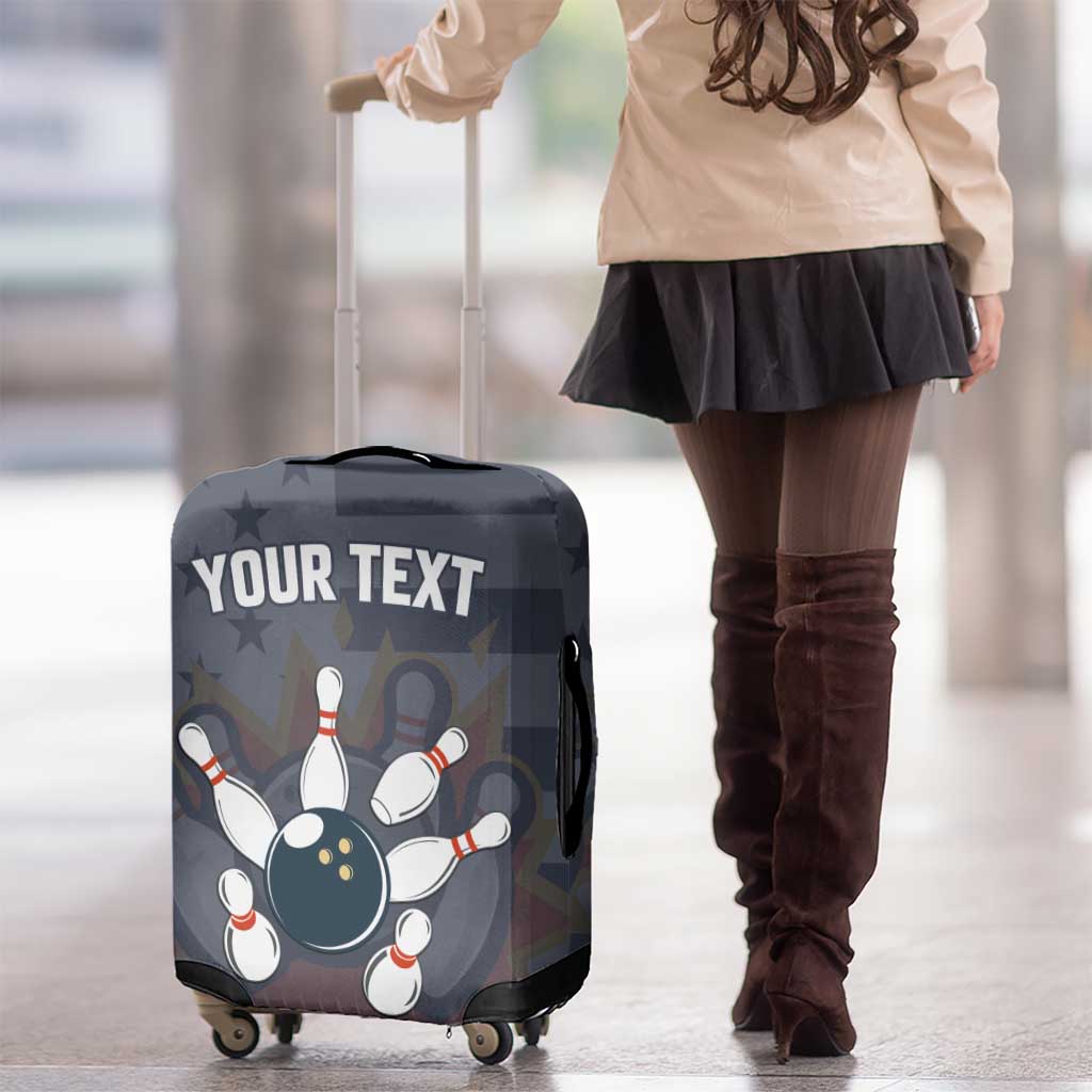 Custom Bowling Ball and Pins Luggage Cover American Flag Stars and Stripes in Grunge Patriotic TS04