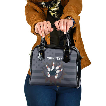 Custom Bowling Ball and Pins Shoulder Handbag American Flag Stars and Stripes in Grunge Patriotic TS04