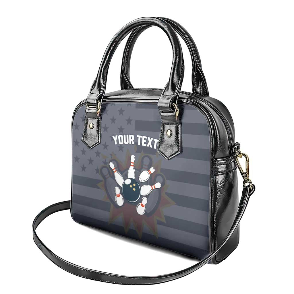 Custom Bowling Ball and Pins Shoulder Handbag American Flag Stars and Stripes in Grunge Patriotic TS04