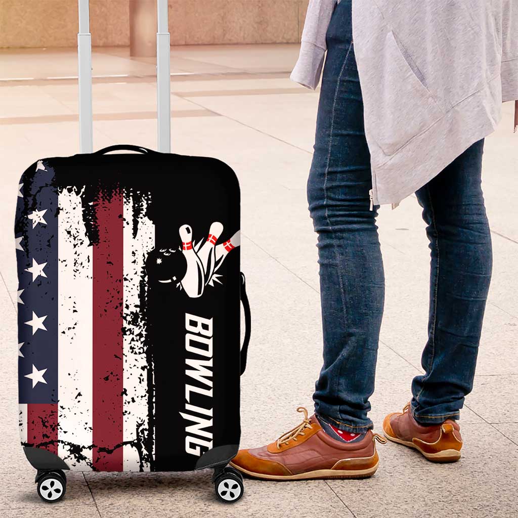 Grunge American Flag Custom Bowling Luggage Cover Pins Graphic and Team Text Layout Design TS04