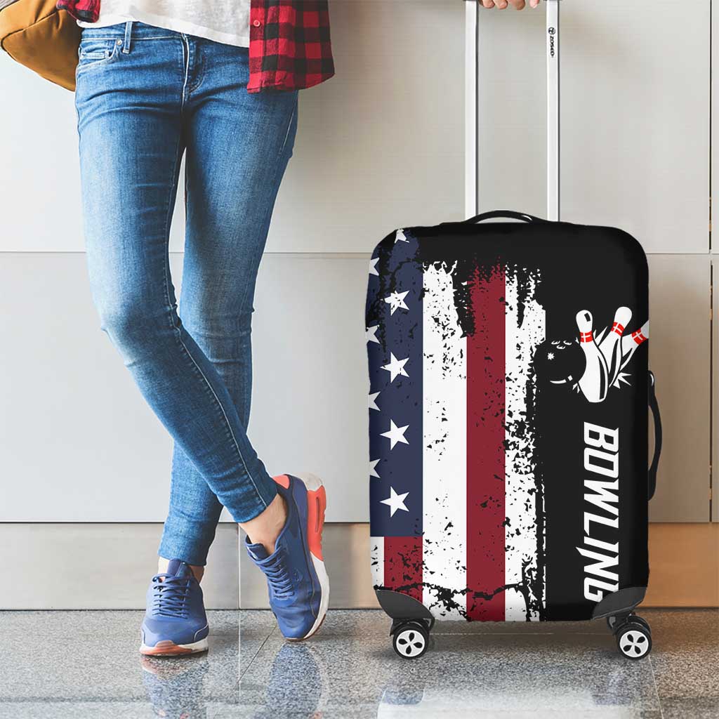 Grunge American Flag Custom Bowling Luggage Cover Pins Graphic and Team Text Layout Design TS04