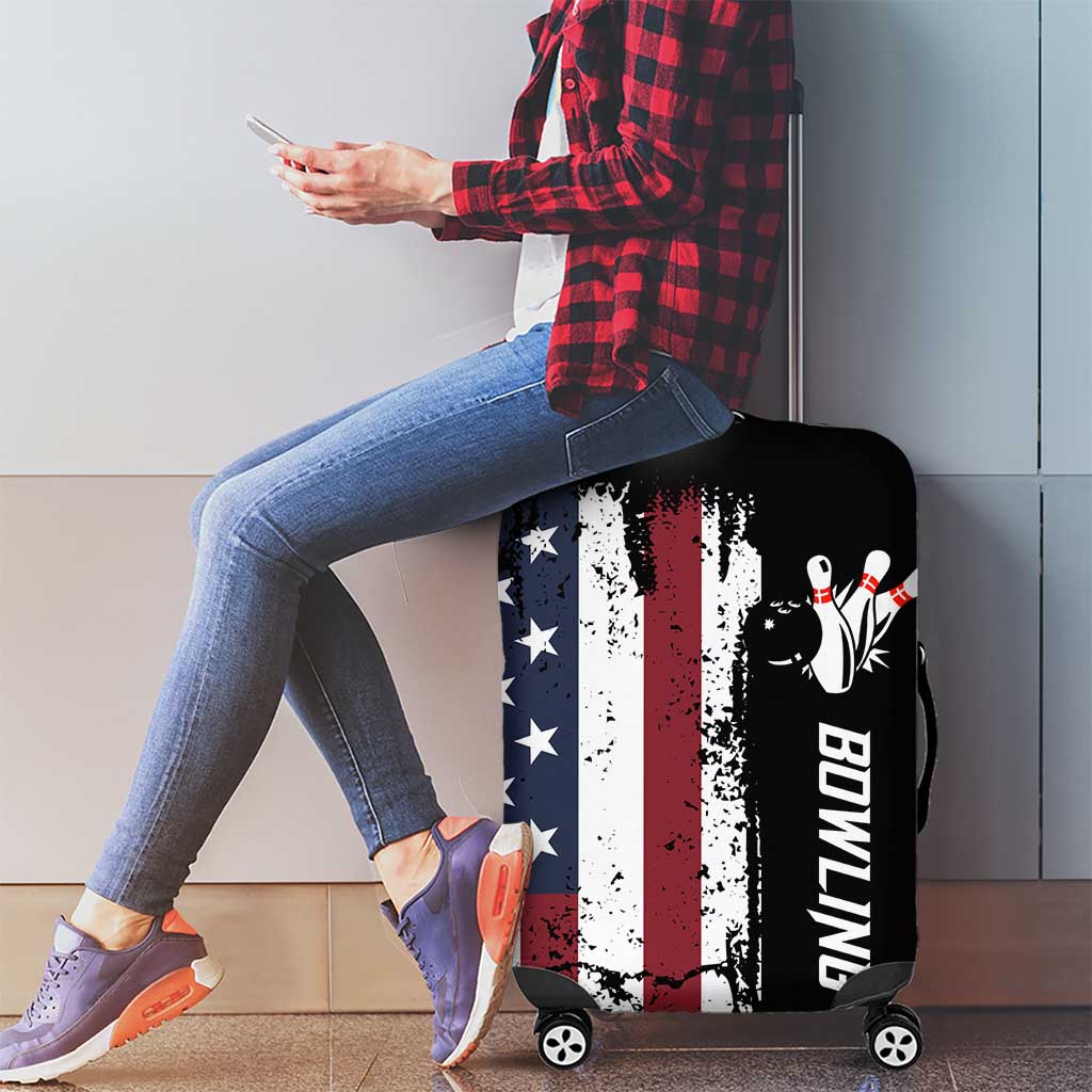 Grunge American Flag Custom Bowling Luggage Cover Pins Graphic and Team Text Layout Design TS04