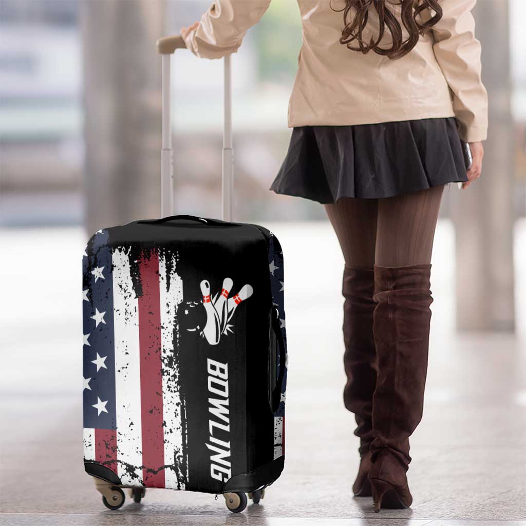 Grunge American Flag Custom Bowling Luggage Cover Pins Graphic and Team Text Layout Design TS04