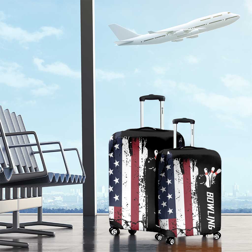 Grunge American Flag Custom Bowling Luggage Cover Pins Graphic and Team Text Layout Design TS04