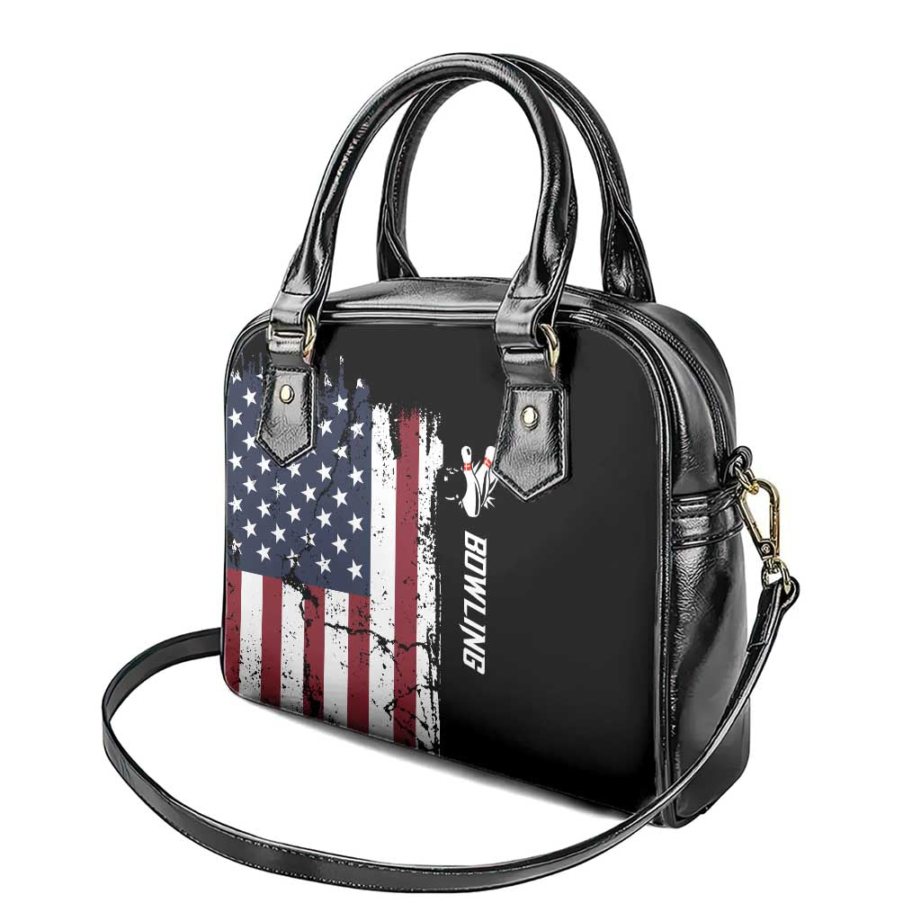 Grunge American Flag Custom Bowling Shoulder Handbag Pins Graphic and Team Text Layout Design TS04