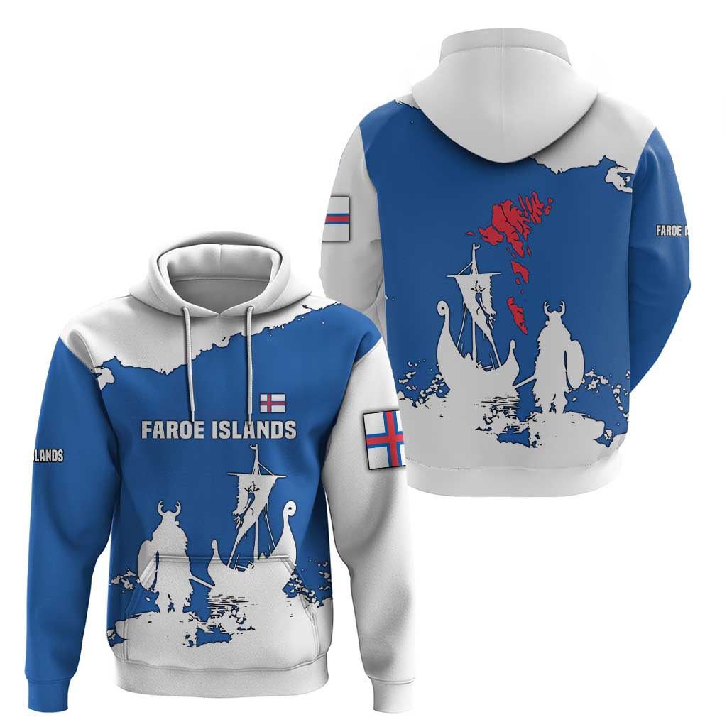 Faroe Islands Hoodie with Viking Ship and Map Silhouette TS04