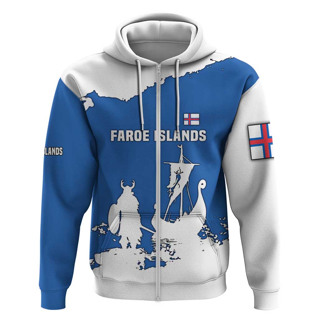 Faroe Islands Hoodie with Viking Ship and Map Silhouette TS04