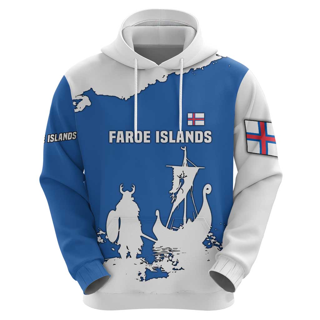 Faroe Islands Hoodie with Viking Ship and Map Silhouette TS04