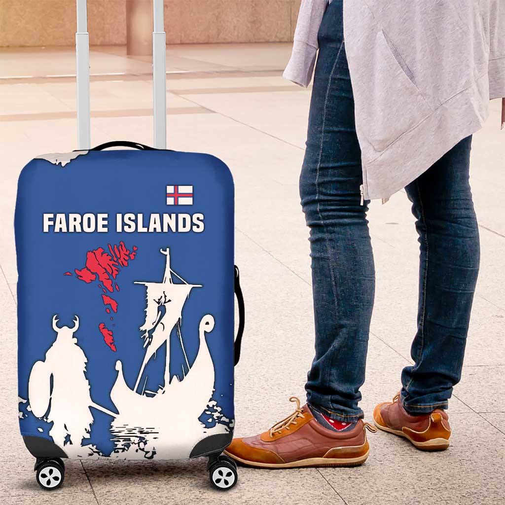 Faroe Islands Luggage Cover with Viking Ship and Map Silhouette TS04