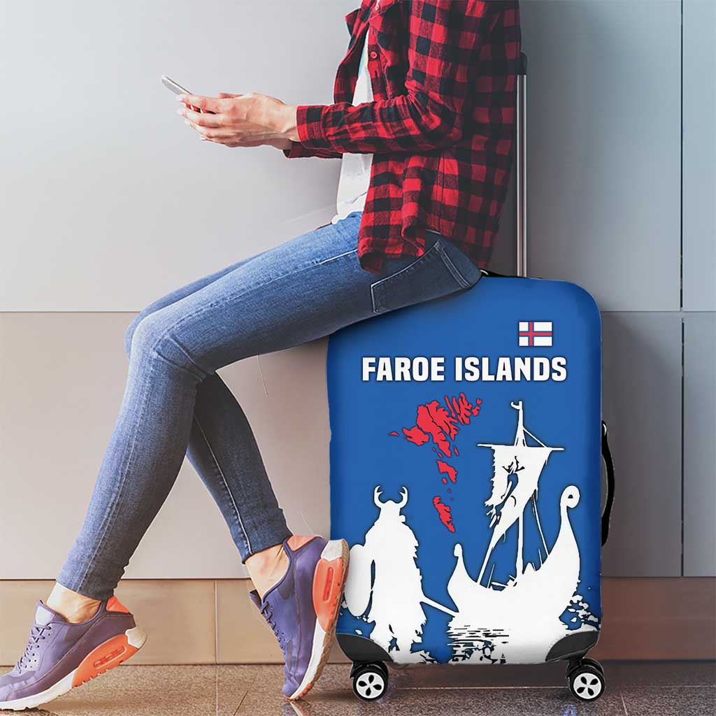 Faroe Islands Luggage Cover with Viking Ship and Map Silhouette TS04