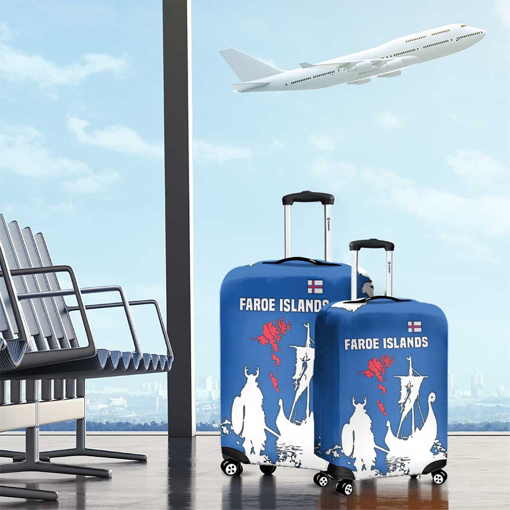 Faroe Islands Luggage Cover with Viking Ship and Map Silhouette TS04