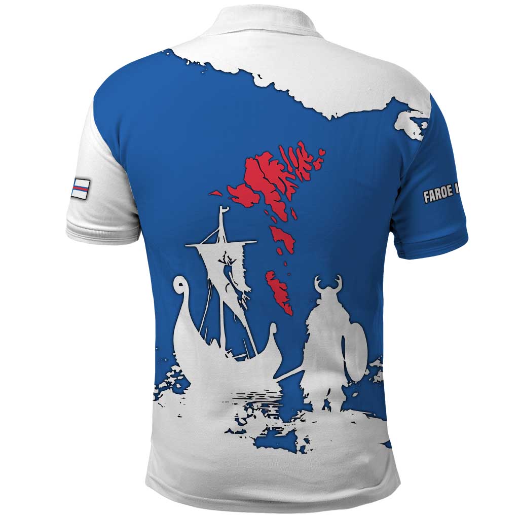 Faroe Islands Polo Shirt with Viking Ship and Map Silhouette TS04