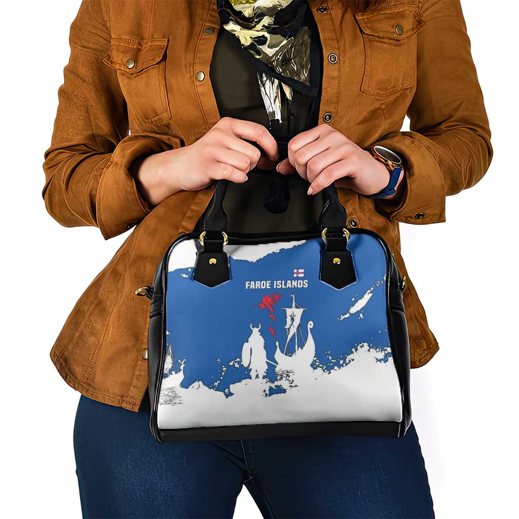 Faroe Islands Shoulder Handbag with Viking Ship and Map Silhouette TS04