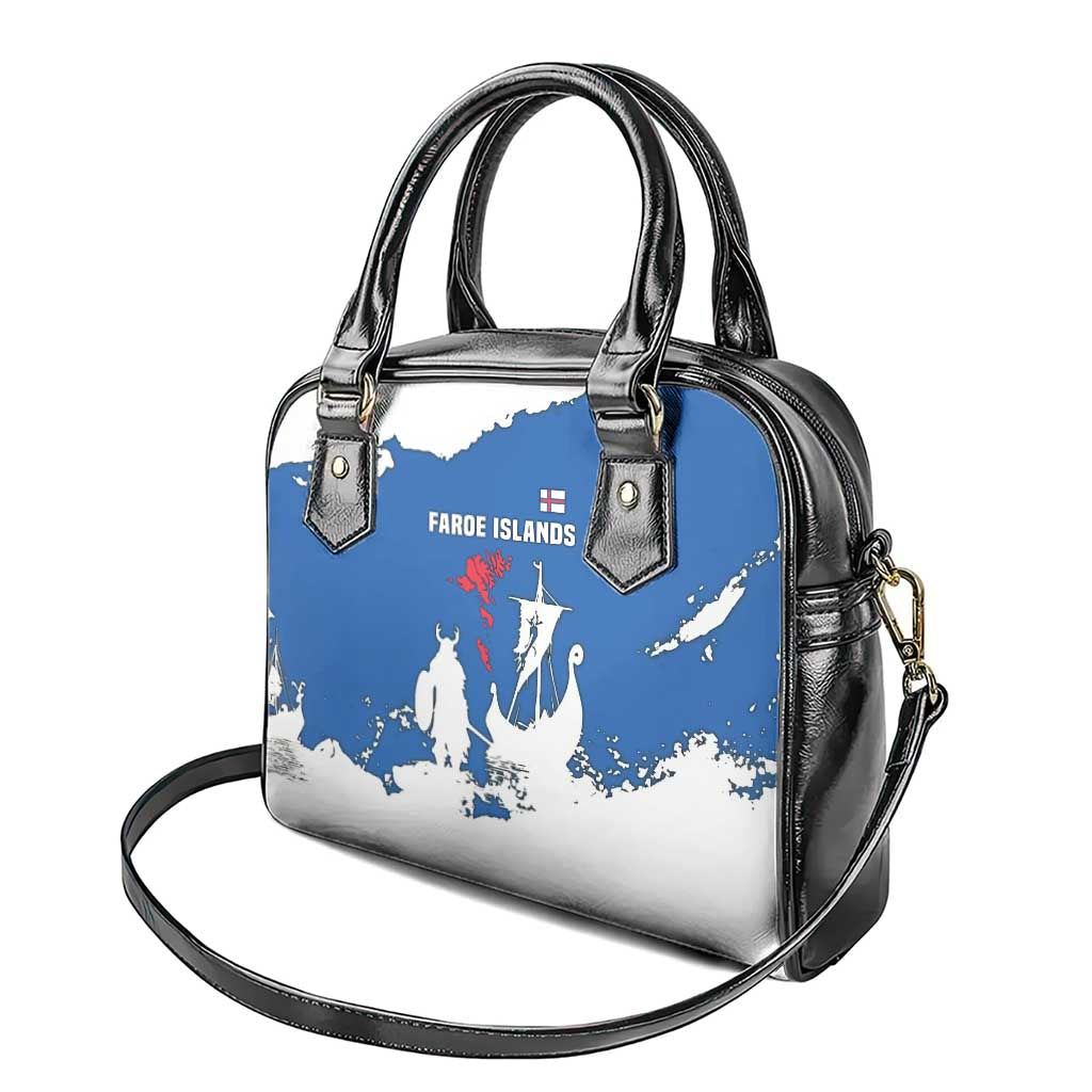 Faroe Islands Shoulder Handbag with Viking Ship and Map Silhouette TS04