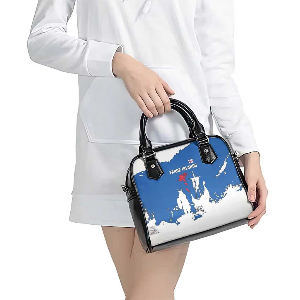 Faroe Islands Shoulder Handbag with Viking Ship and Map Silhouette TS04