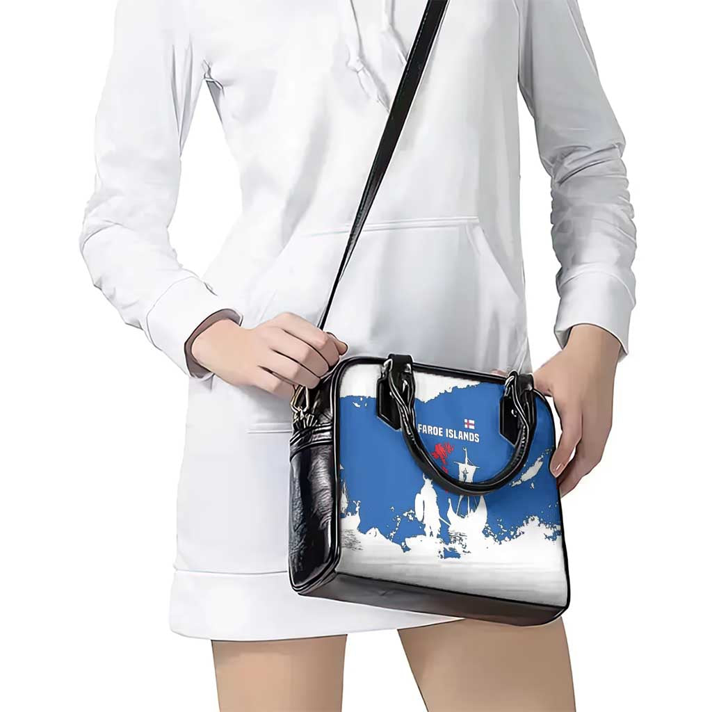 Faroe Islands Shoulder Handbag with Viking Ship and Map Silhouette TS04