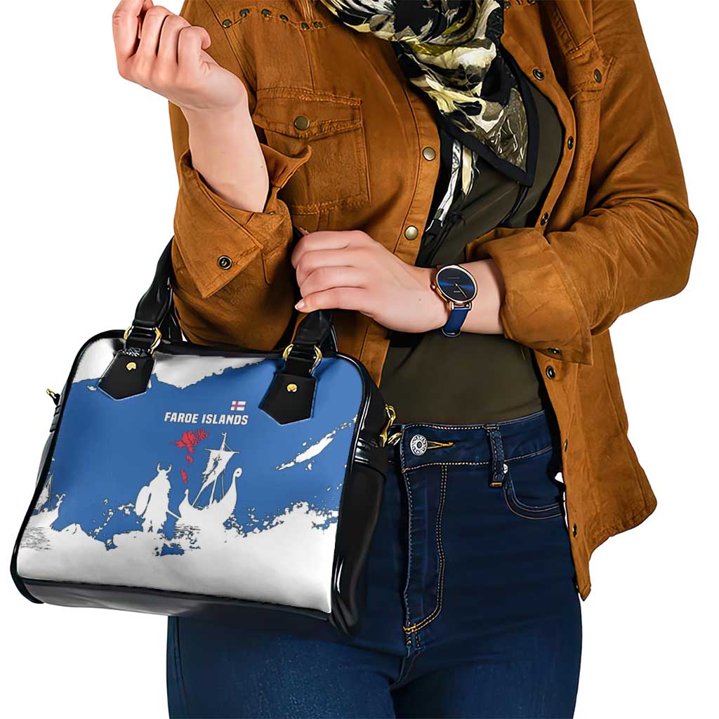 Faroe Islands Shoulder Handbag with Viking Ship and Map Silhouette TS04