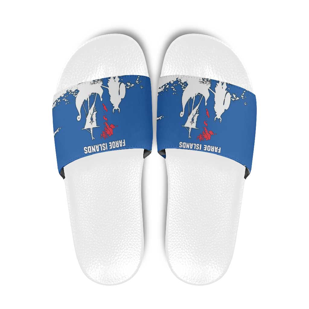 Faroe Islands Slide Sandals with Viking Ship and Map Silhouette TS04