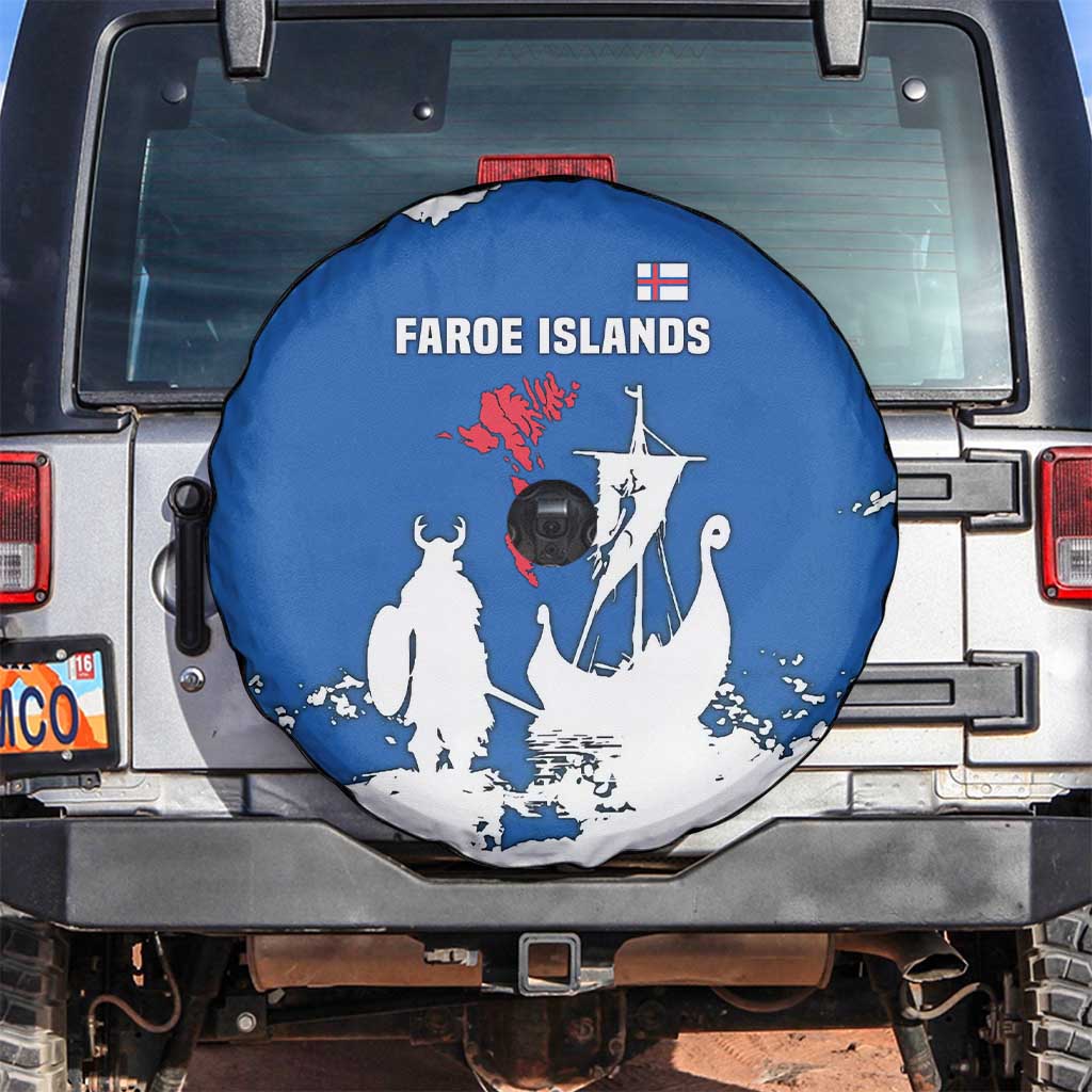 Faroe Islands Spare Tire Cover with Viking Ship and Map Silhouette TS04
