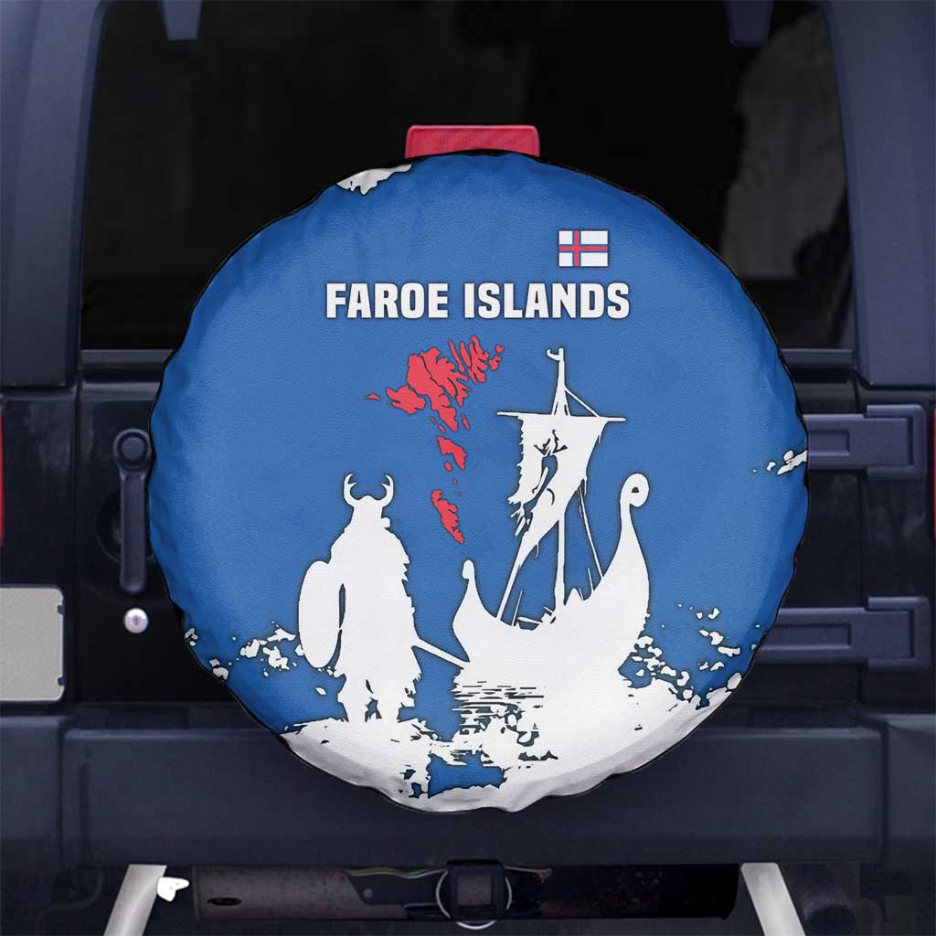 Faroe Islands Spare Tire Cover with Viking Ship and Map Silhouette TS04