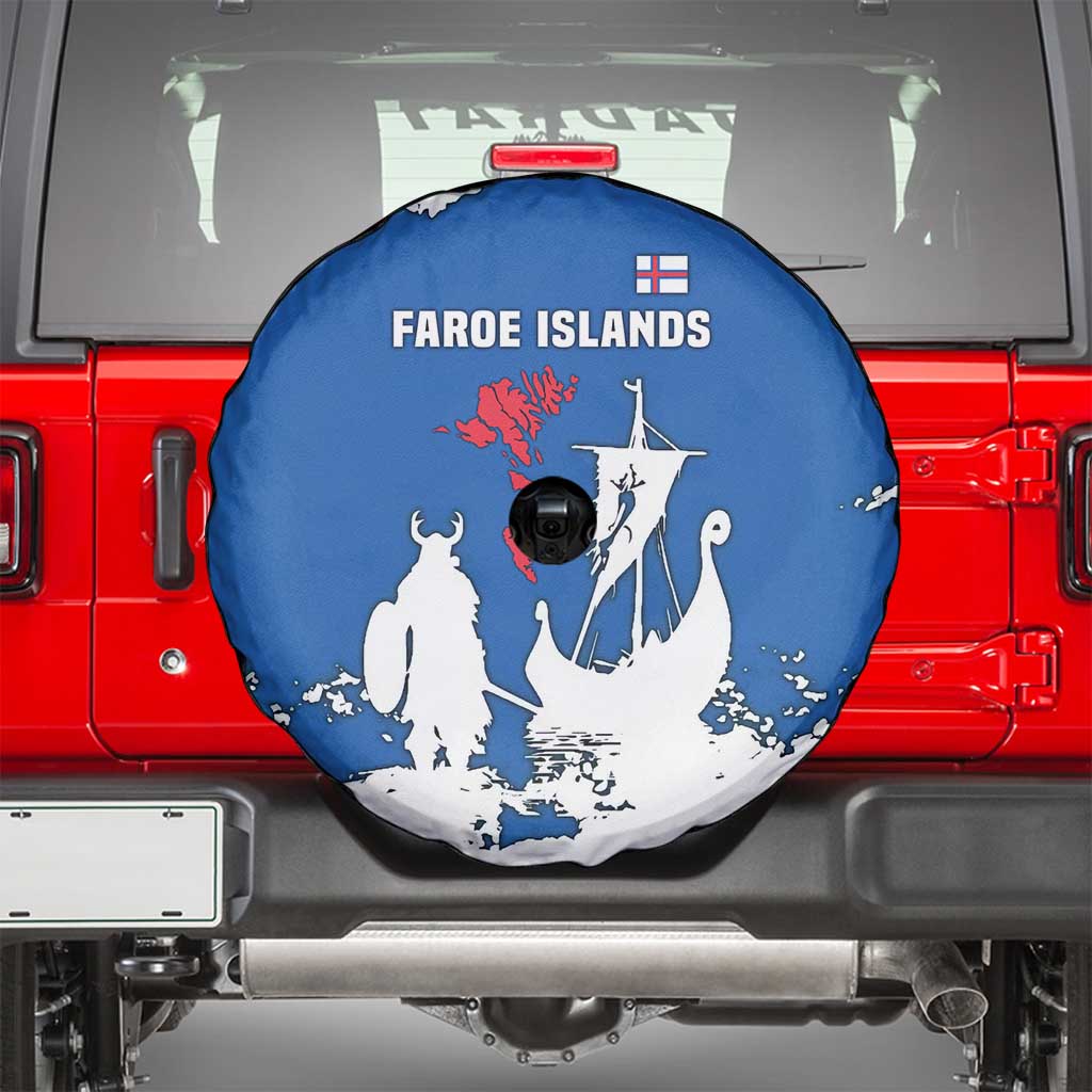 Faroe Islands Spare Tire Cover with Viking Ship and Map Silhouette TS04