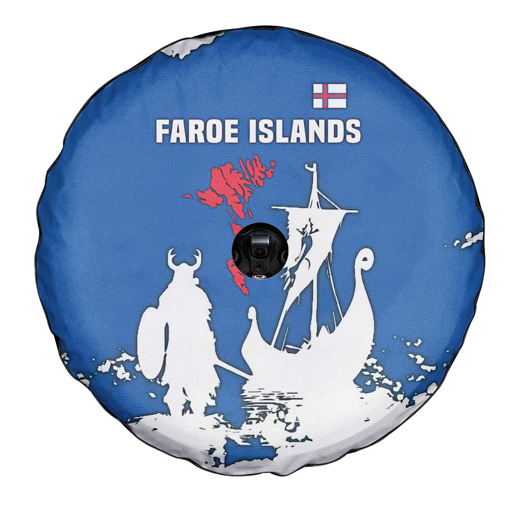 Faroe Islands Spare Tire Cover with Viking Ship and Map Silhouette TS04