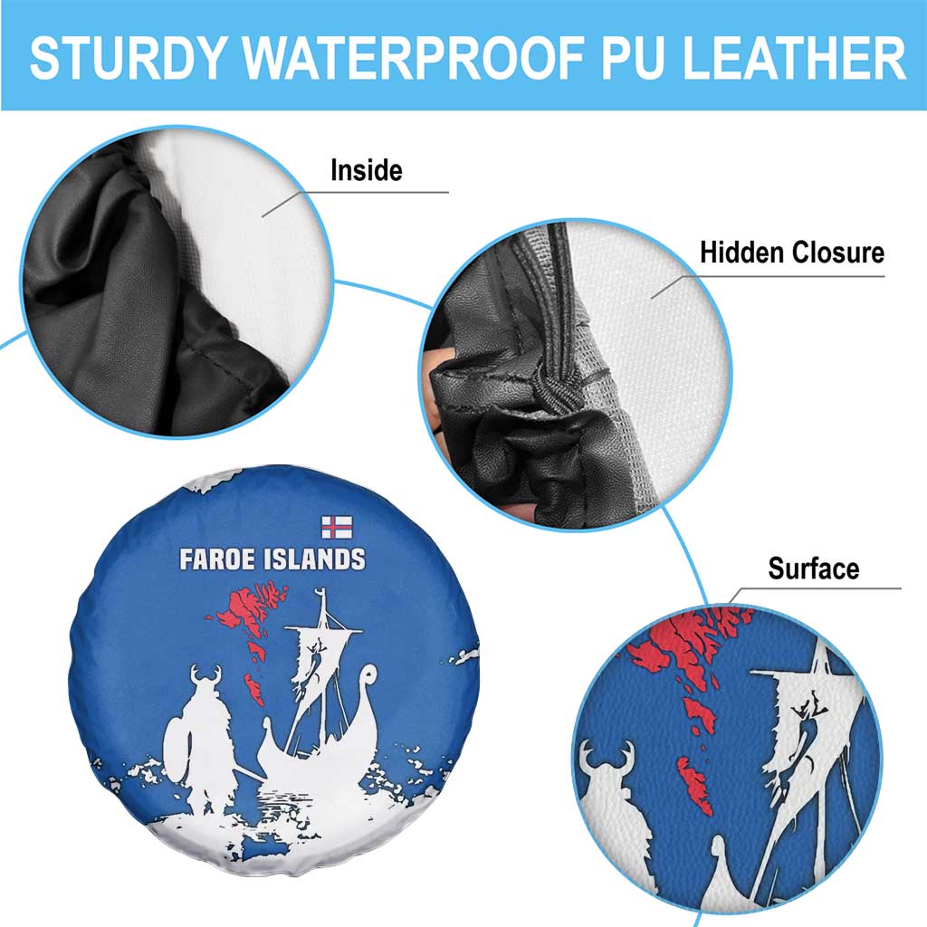 Faroe Islands Spare Tire Cover with Viking Ship and Map Silhouette TS04