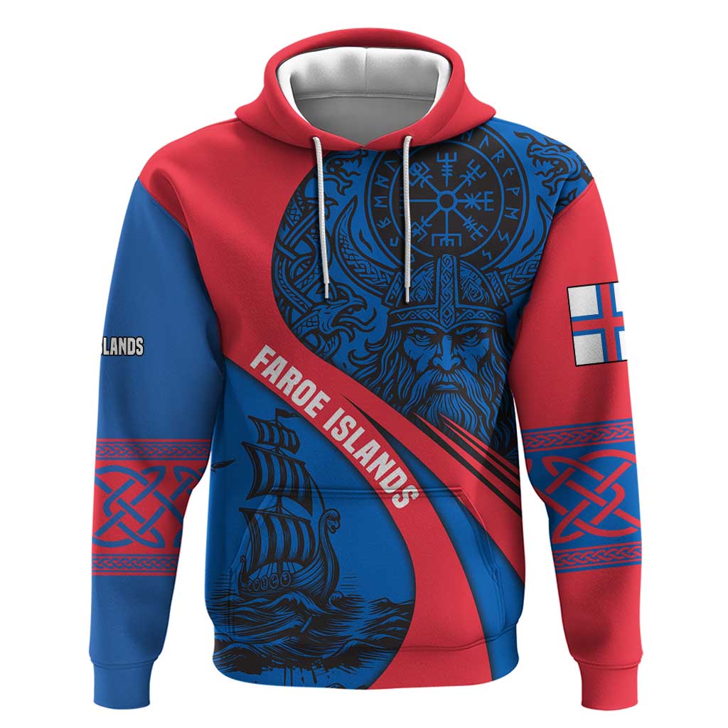 Faroe Islands Hoodie with Viking Warrior and Longship Design TS04