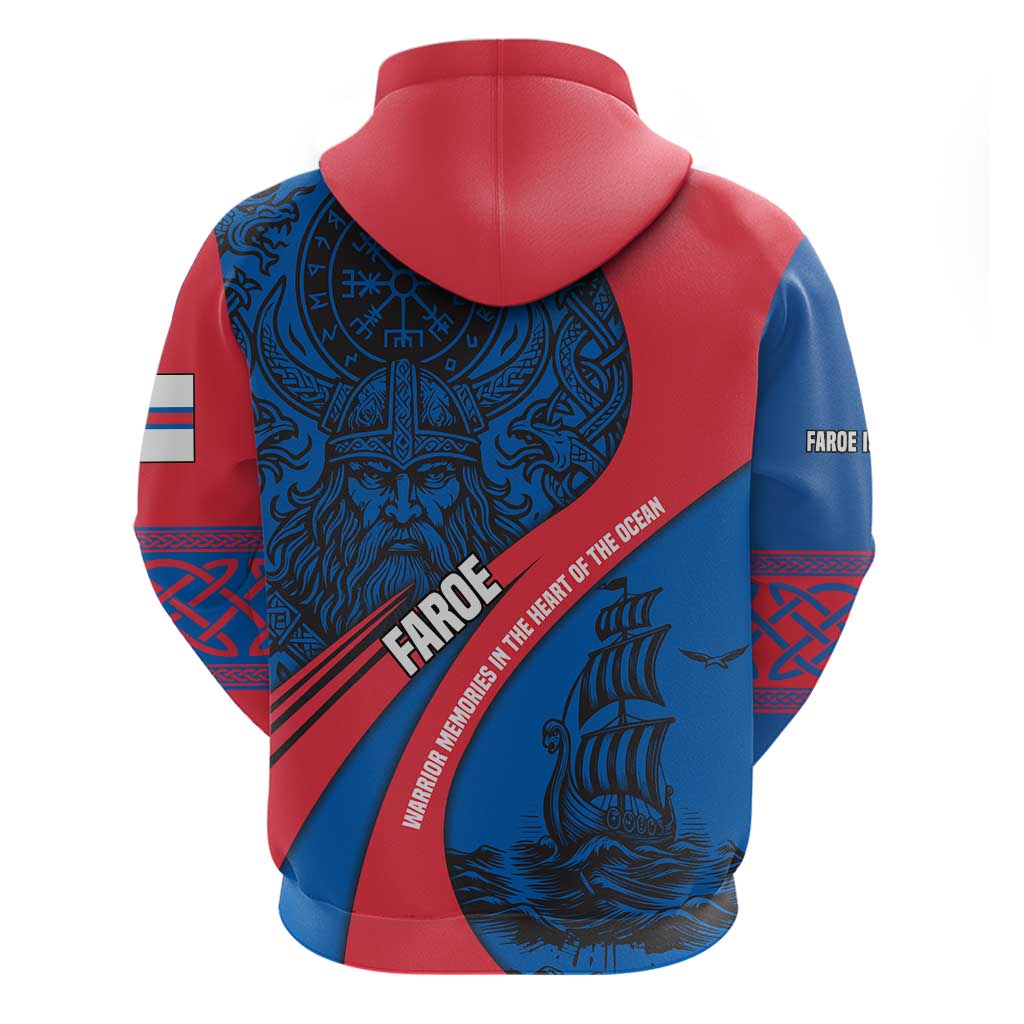 Faroe Islands Hoodie with Viking Warrior and Longship Design TS04