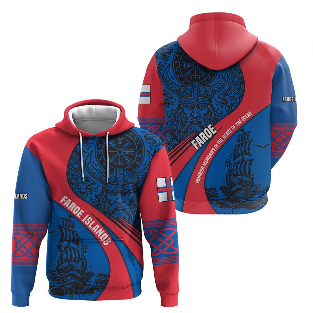 Faroe Islands Hoodie with Viking Warrior and Longship Design TS04