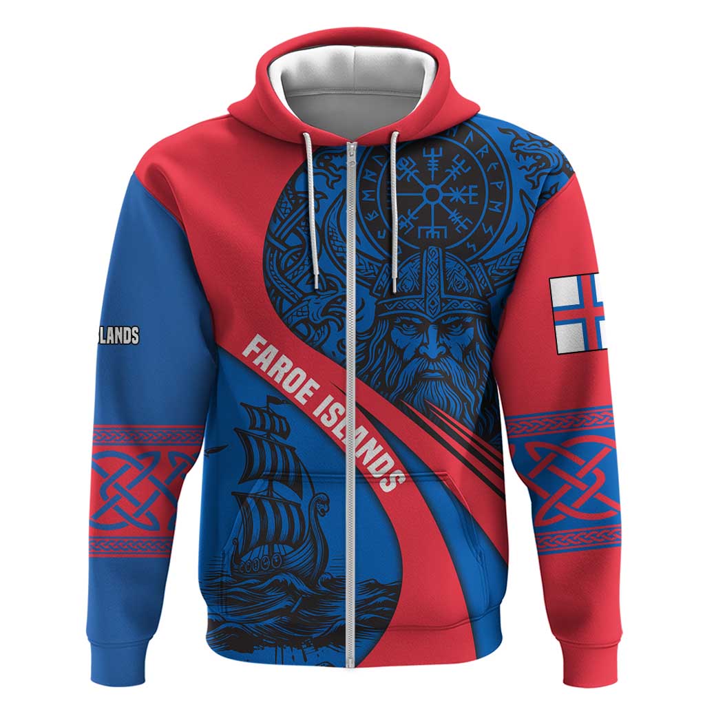 Faroe Islands Hoodie with Viking Warrior and Longship Design TS04