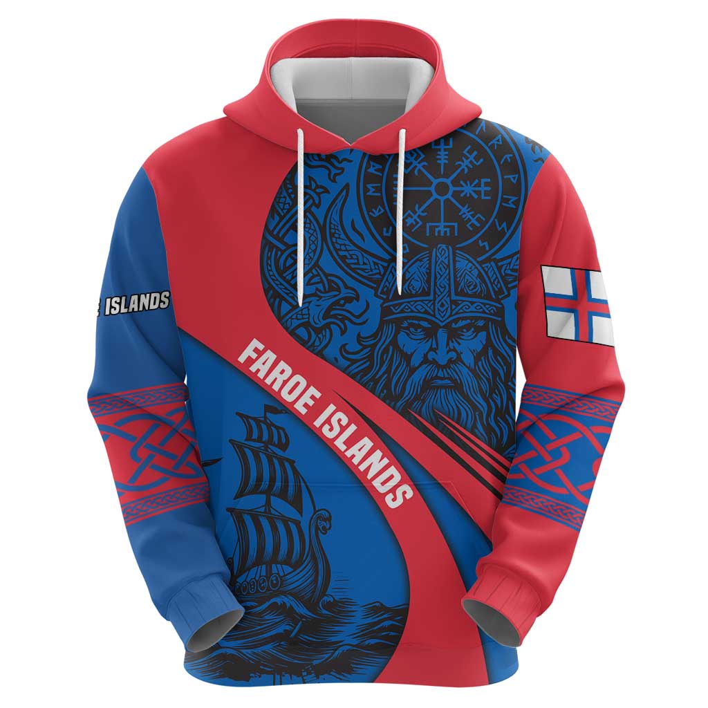 Faroe Islands Hoodie with Viking Warrior and Longship Design TS04